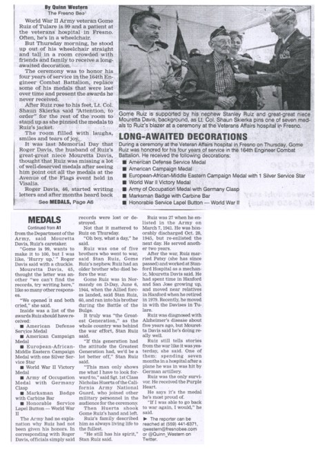 99-year-old Tulare man receives military honors