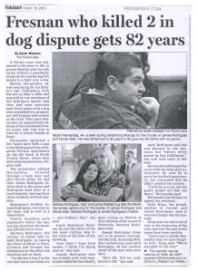 Fresnan who killed 2 in dog dispute gets 82 years