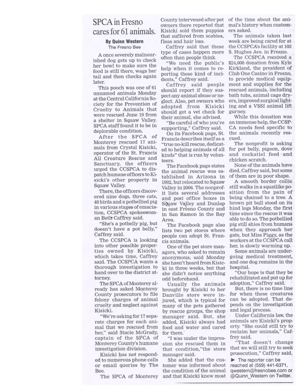 Rescued animals starting to recover